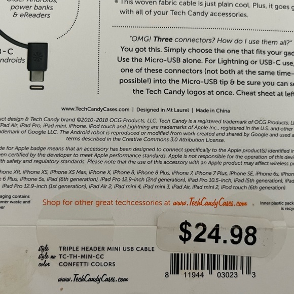 TechCandy Triple Header USB Cable - Picture 3 of 6